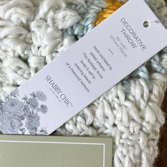 NEW Shabby Chic Granny Squares Chunky Crochet Afghan Floral Throw Blanket - Picture 4 of 8